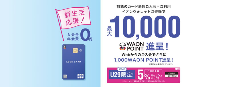 【イオンカードキャンペーン】新規入会と利用で最大11,000円相当のWAON POINTがもらえる