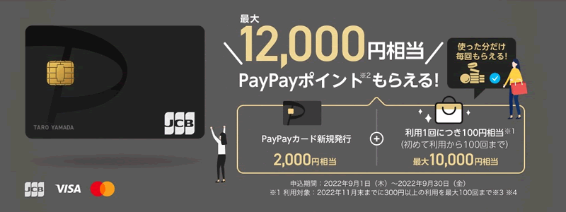PayPayカード、新規入会＆利用で12,000ポイントプレゼント【さらにポイントをゲットする方法を紹介】